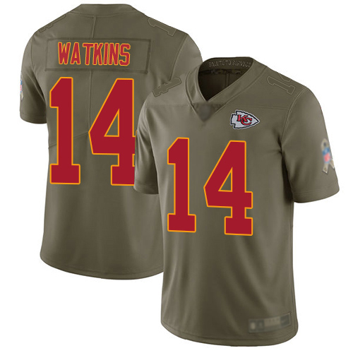 Men Kansas City Chiefs #14 Watkins Sammy Limited Olive 2017 Salute to Service Football Nike NFL Jersey->kansas city chiefs->NFL Jersey